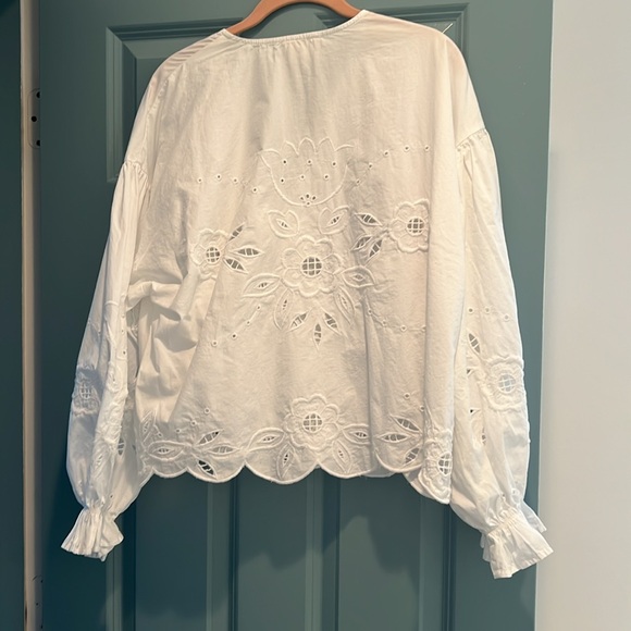 Sissel Edelbo Maibritt White Bow Tie Top O/S - Picture 5 of 14